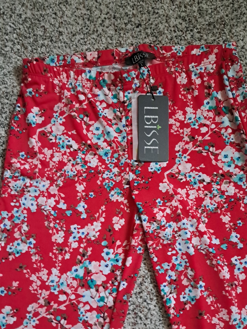 LBISSE Red Floral Boot Cut Pants
